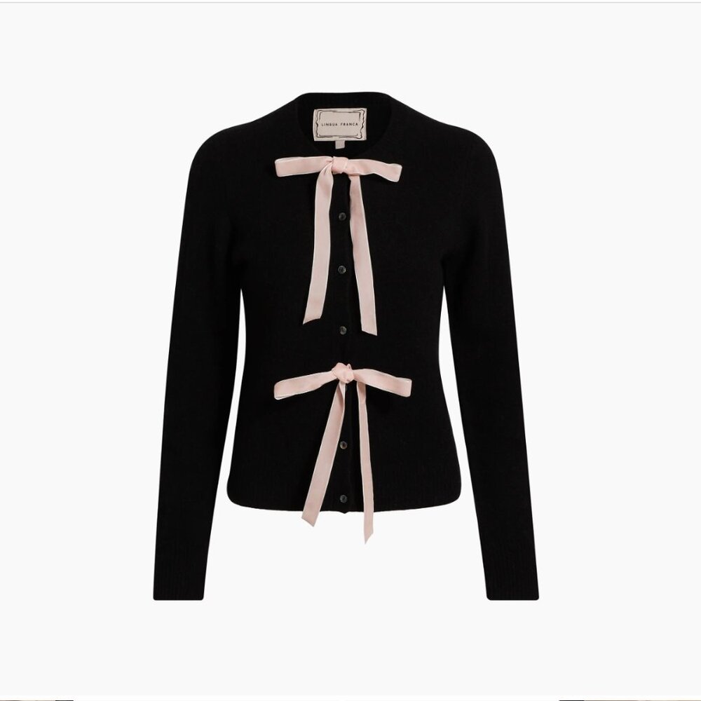 Lingua Franca  Olivia Bow-Embellished Wool Cardigan